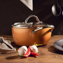 Olla 22 Cm Tapa De Vidrio Color Copper