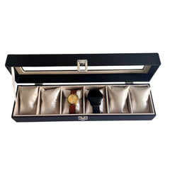 Relojera organizador 6 puestos porta relojes de cuero perla