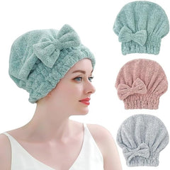 Toalla para el cabello microfibra tipo gorro secado rápido