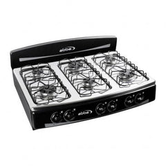 Estufa de mesa ABBA 6 puestos gas Propano Inox Negra Quemador aluminio