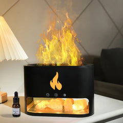 Ampliar la imagen con el cursor Humidificador difusor ambientador con piedras de sal y efecto llamas 250ml