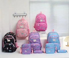 Morral juvenil trío cartuchera y lonchera 46 cm alto azul claro