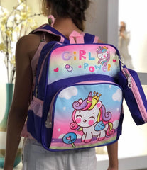 Morral Infantil Escolar Unicornio con Cartuchera 32 cm alto Unicornio