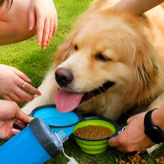 Termo para mascotas doble para agua y cuido + plato plegable