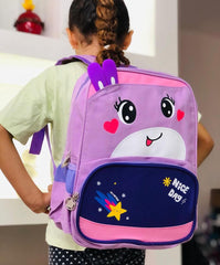 Morral infantil escolar Caritas Combinado, medidas 32 cm de alto Lila