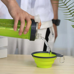 Termo para mascotas doble para agua y cuido + plato plegable