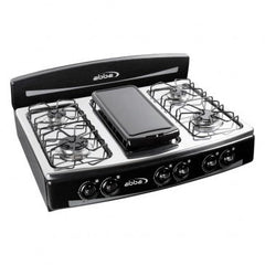 Estufa de mesa ABBA 6 puestos gas Propano Inox Negra Quemador aluminio