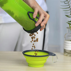 Termo para mascotas doble para agua y cuido + plato plegable