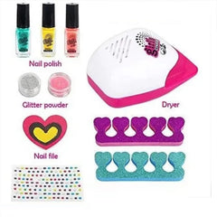 Kit de Manicure esmaltes lámpara y decoraciones infantil