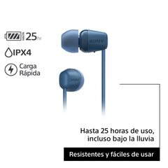 Audífonos Sony Inalámbricos Bluetooth In Ear Manos Libres WI-C100 Azul