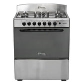 Estufa de Piso ABBA Diamante 6 Puestos con Horno Gas Propano EA, Gratinador,Termostato RT 30HED GT N Negro