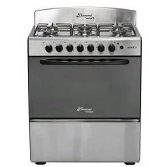 Estufa de Piso ABBA Diamante 6 Puestos con Horno Gas Propano EA, Gratinador,Termostato RT 30HED GT N Negro