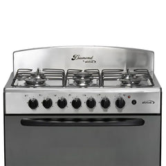 Estufa de Piso ABBA Diamante 6 Puestos con Horno Gas Natural EA, Gratinador, Termostato RT 30HEDN GT N Negro