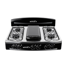 Estufa de mesa ABBA 6 puestos gas Propano Inox Negra Quemador aluminio