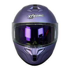 XTR-M70 XTRONG MORADO MATE SIN GRAFICO-SPOILER CROMADO PURPURA VISOR REVO PURPURA
