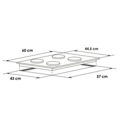 Estufa de empotrar Abba CG 4PLN EE 4 puestos gas natural acero inoxidable