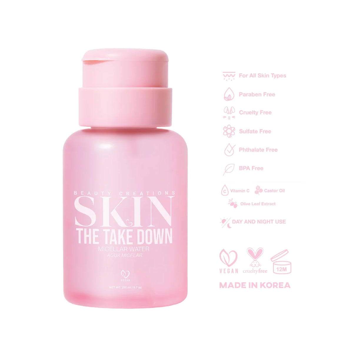 Limpiador Beauty Creations Skin Micellar Water-The Take Down