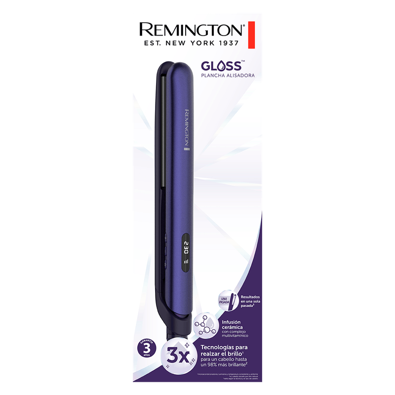 Plancha de Cabello Remington Gloss™, S9350-110F Morado
