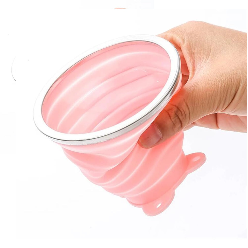 Vaso de silicona plegable con tapa ultra delgado