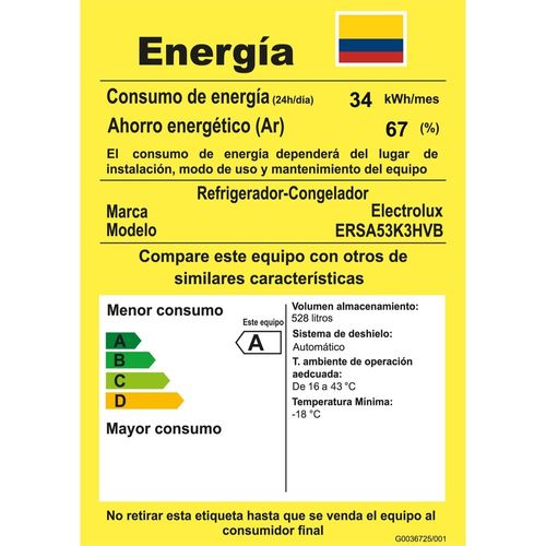 Nevecón ELECTROLUX Side by Side 528 Litros Brutos ERSA53K3HVB Negro