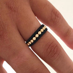 Anillo tejido oro laminado 18K balín liso completa Ref A3