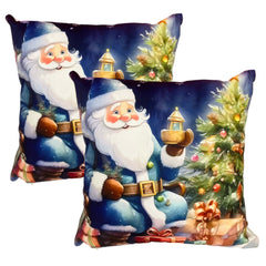 Set x2 Fundas de Cojín de Diseño Navideño 45x45 cm - Papa Noel azul