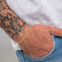 Manilla pulsera oro laminado 18K tejido cubana unisex con broche Ref 54287