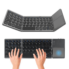 Teclado touch pad inalámbrico bluetooth plegable y recargable