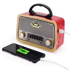 Parlante radio vintage con bluetooth USB emisora recargable JX203