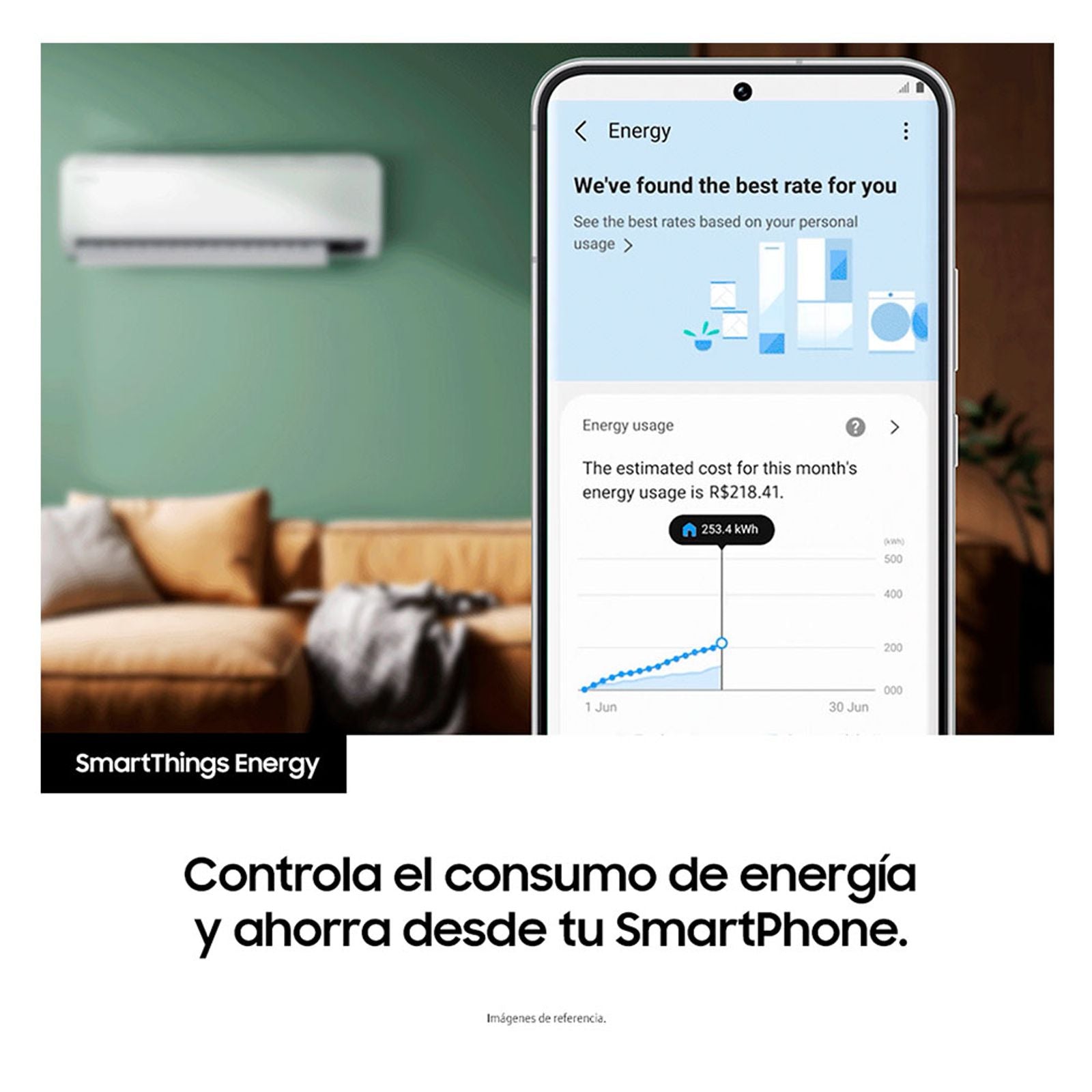 Aire acondicionado SAMSUNG 9.000 Btu Tipo Split Inverter 220V blanco AR09CVFZAWK/CB