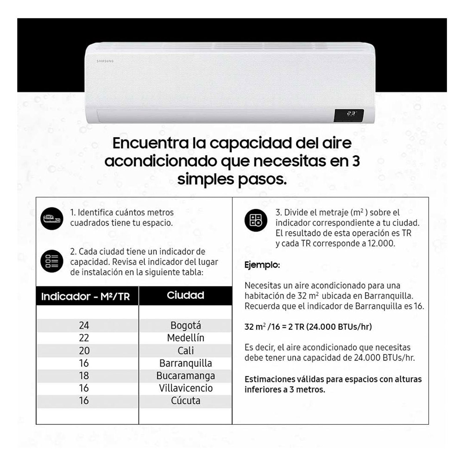 Aire acondicionado SAMSUNG 9.000 Btu Tipo Split Inverter 220V blanco AR09CVFZAWK/CB