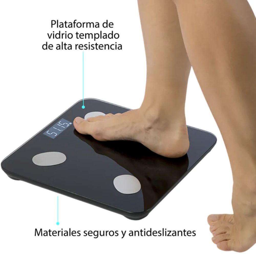 BASCULA DE PESO CORPORAL DIGITAL BLUETOOTH CON PANTALLA LED 2626 – Foncrea S.A.S