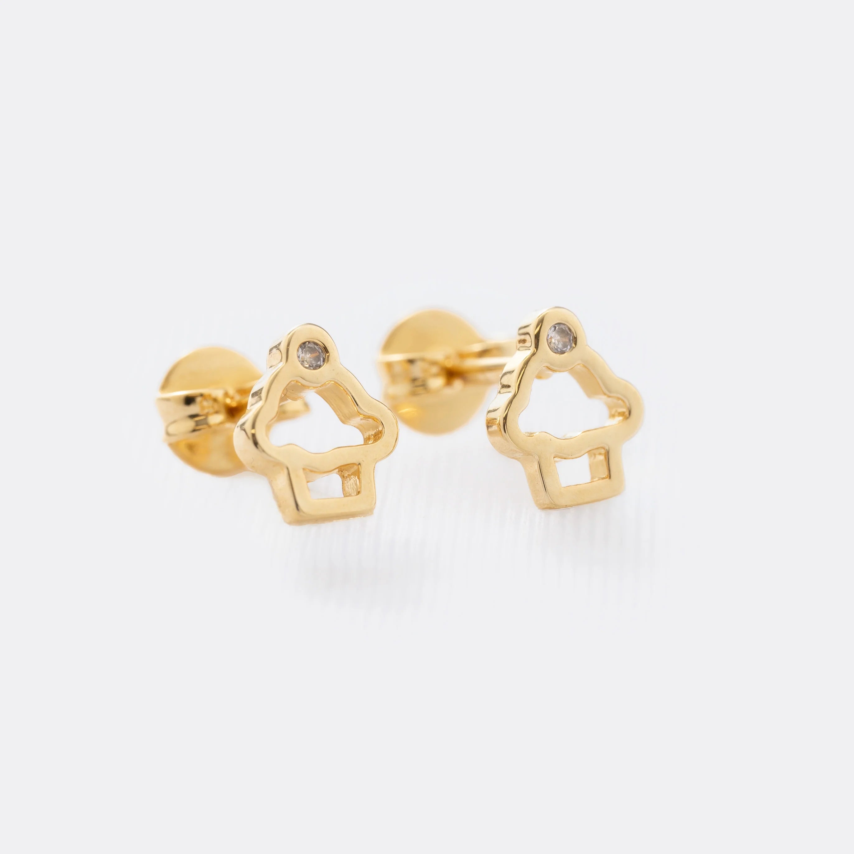 Aretes topos oro laminado 18K Cupcake cristal 6mm Ref 34107