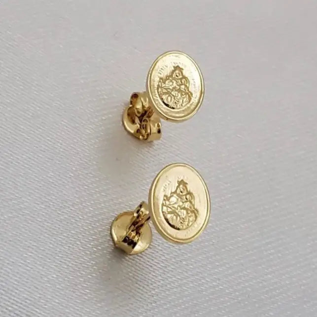 Aretes topos oro laminado 18K Virgen del Carmen 7mm Ref 33542