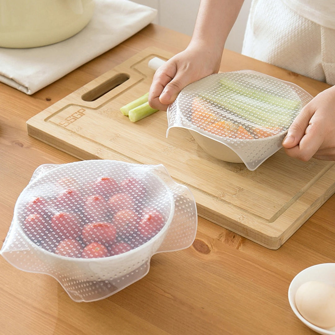 Set de 3 tapas elásticas cuadradas para cocina reutilizables