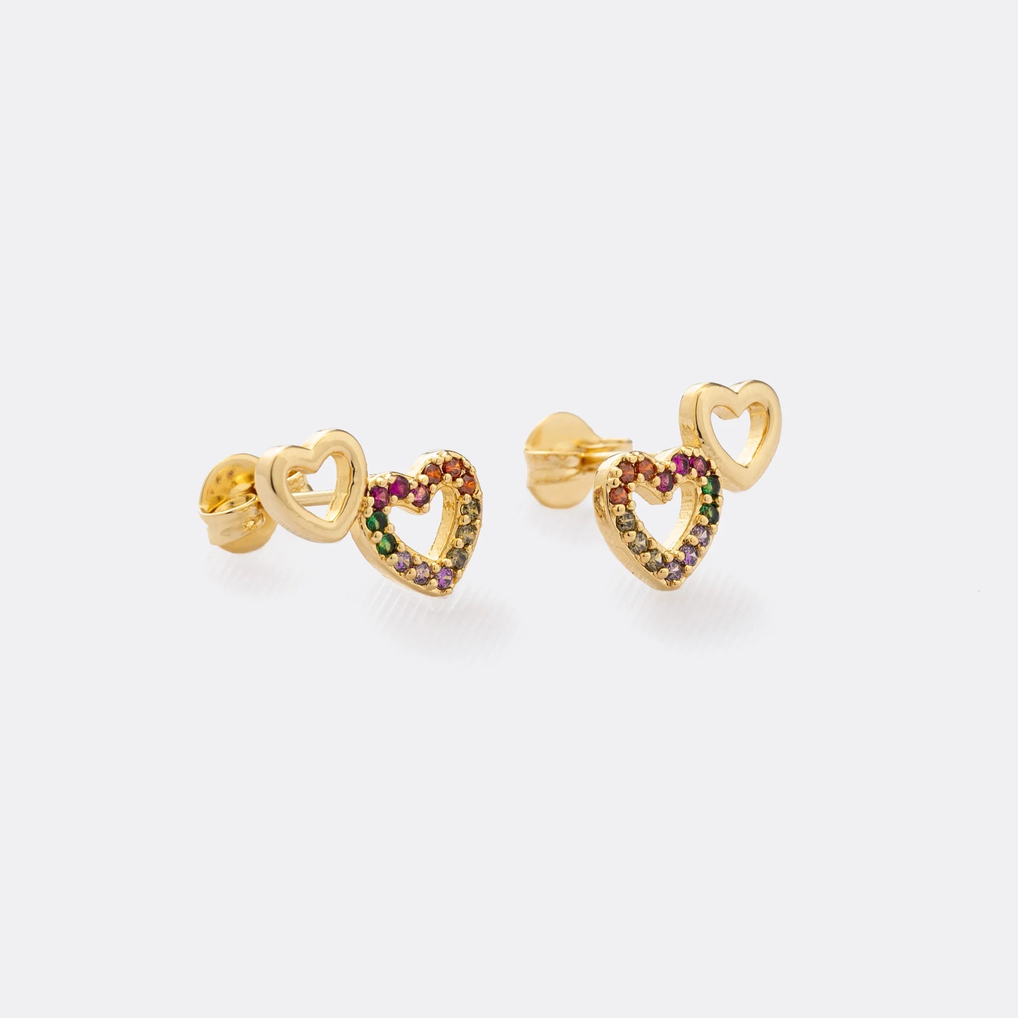 Aretes topos oro laminado 18K Double free love 1,2cm Ref 34165