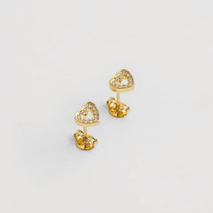 Aretes topitos oro laminado 18K corazones con cirnones Ref 34163