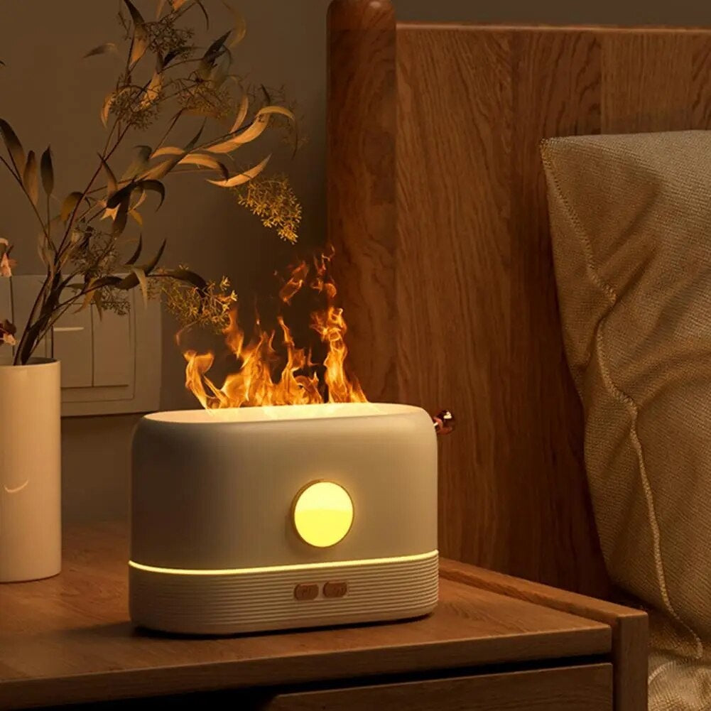 Humidificador ambientador de hogar efecto de llamas y luces