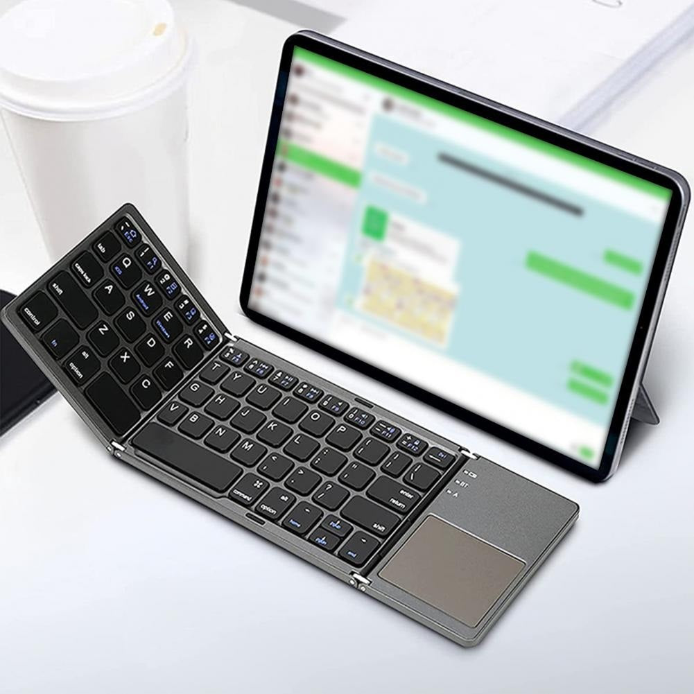 Teclado touch pad inalámbrico bluetooth plegable y recargable