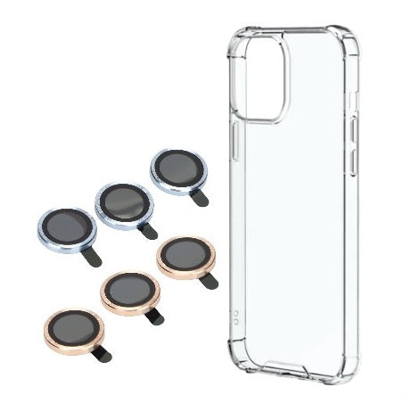 Estuche acrílico transparente antigolpes + 3 protectores para cámara lisos - Iphone