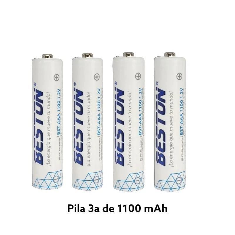 Kit de pilas y cargador AA, AAA o Mixtas 1100mAh y 1500mAh Beston