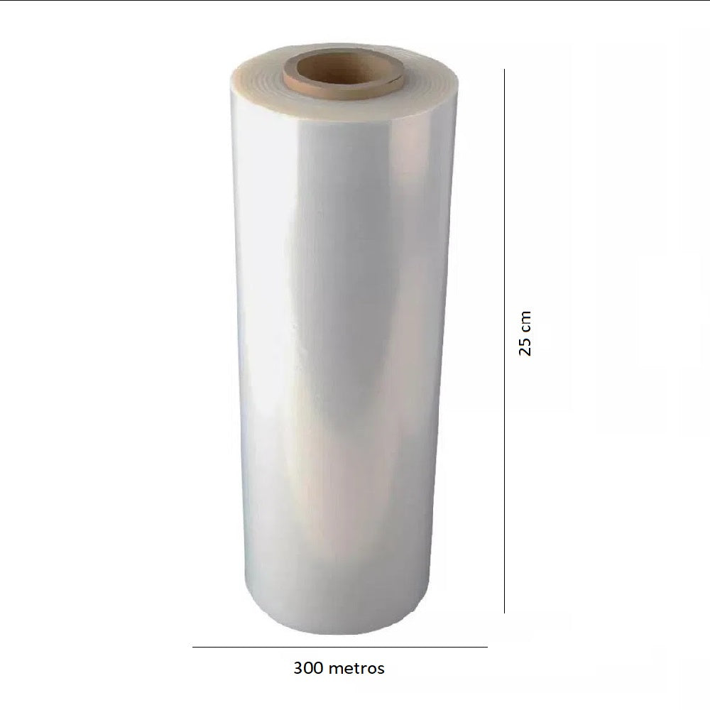 Rollo papel film vinipel strech negro de 25 cm x 300 mts transparente