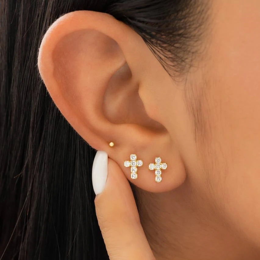 Oro Laminado Aretes De Oro Para Dama Aretes Topos Oro Laminado 18K