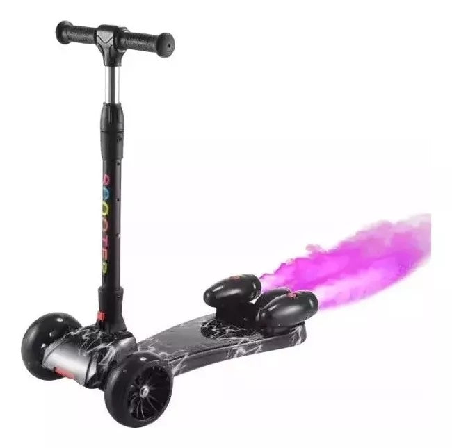 Patineta Infantil H02 con Humo, Bluetooth, Música y Luces LED, Tres ruedas