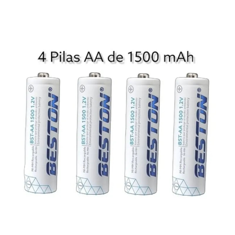 Kit de pilas y cargador AA, AAA o Mixtas 1100mAh y 1500mAh Beston