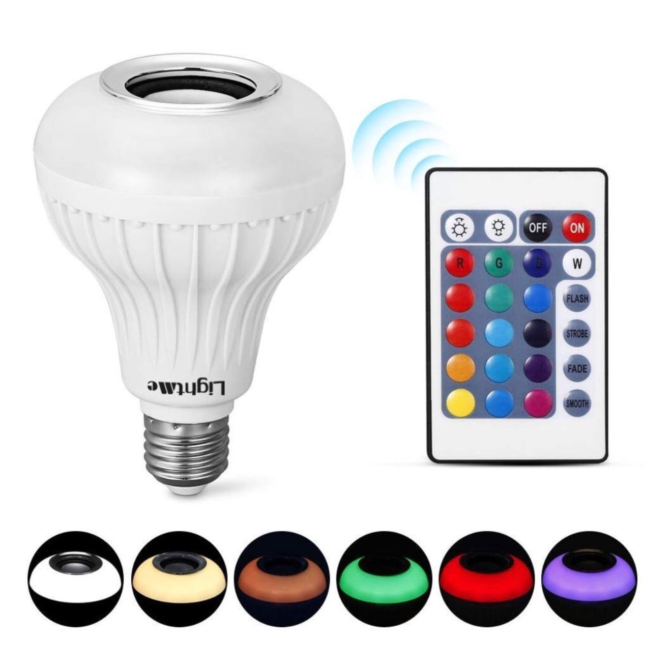 Bombillo parlante bluetooth luces multicolor con control