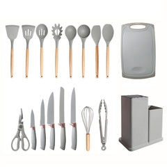 Set completo de 18 Utensilios y cuchillos de Cocina de Silicona antiadherentes