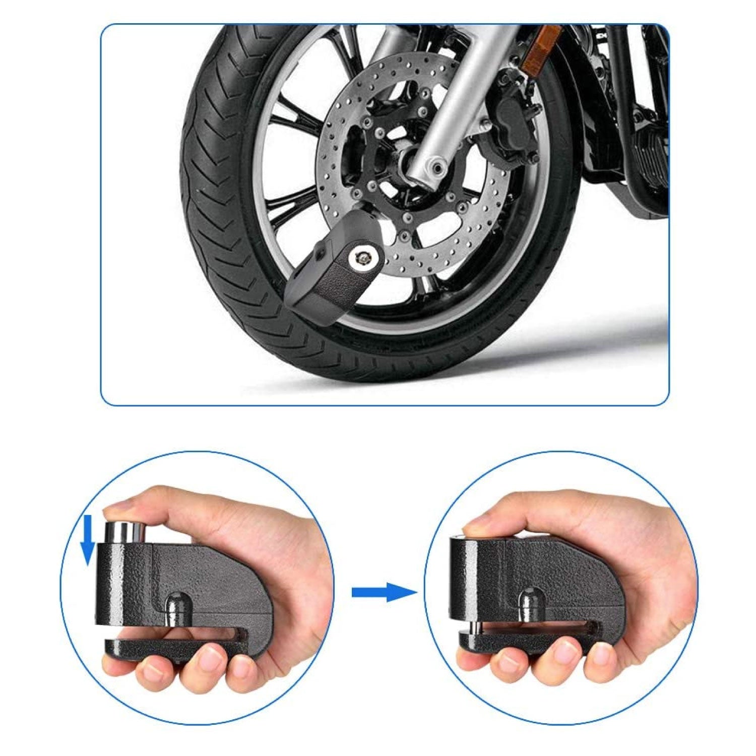 Candado de seguridad con alarma para freno disco de moto