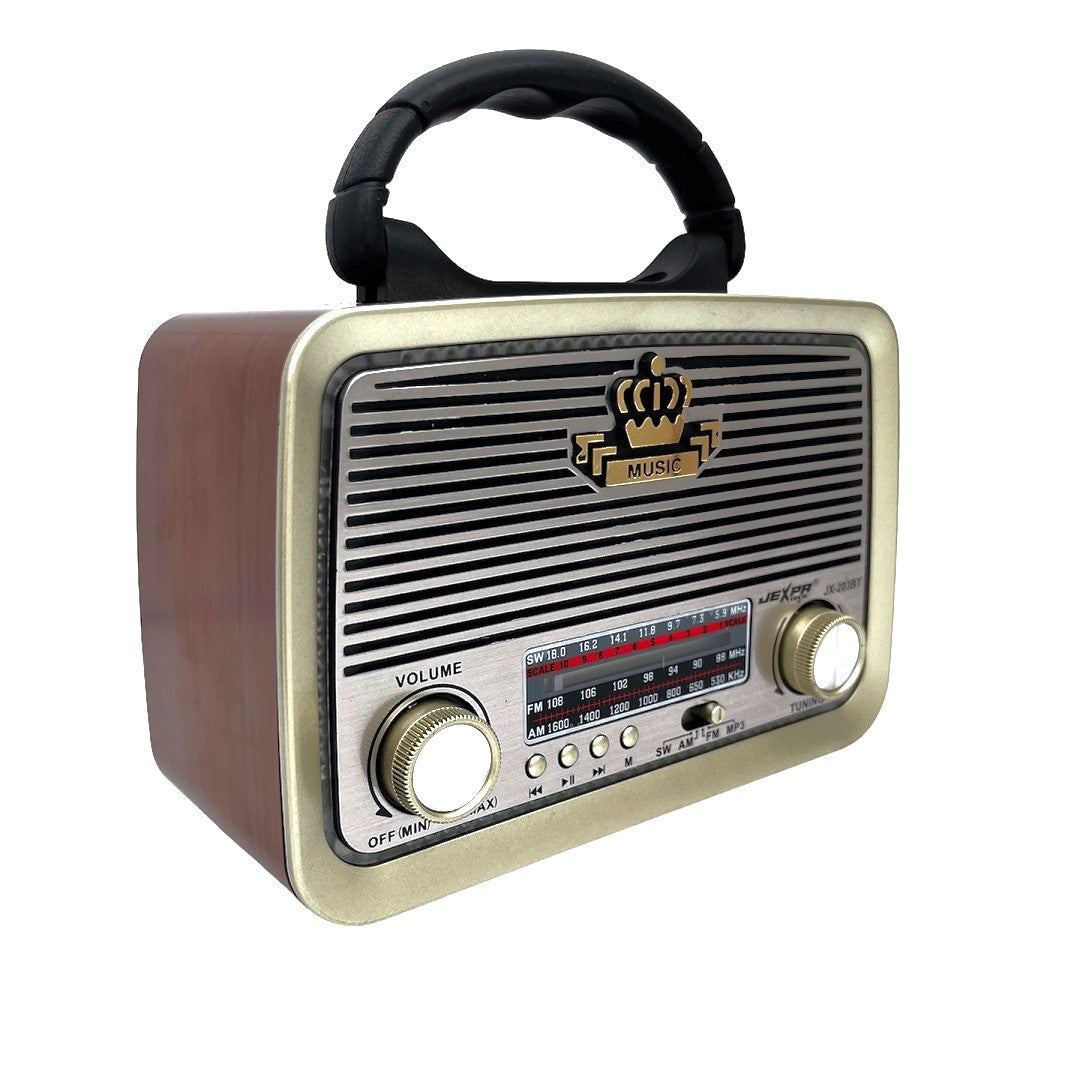 Parlante radio vintage con bluetooth USB emisora recargable JX203