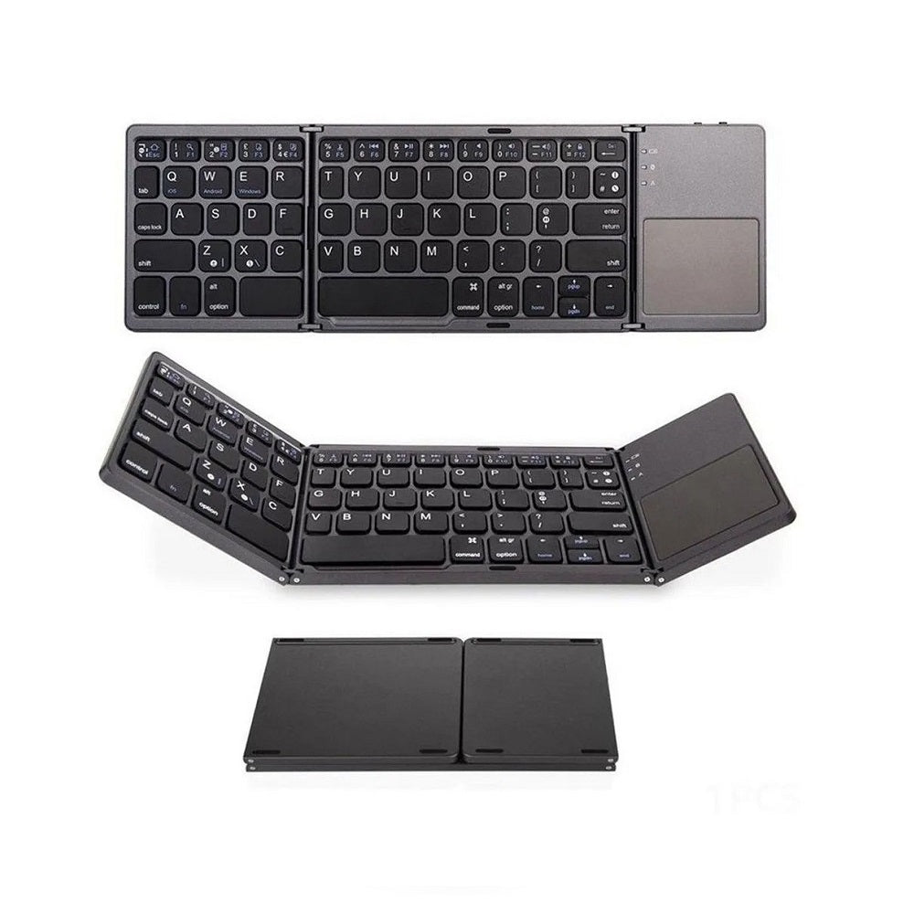 Teclado touch pad inalámbrico bluetooth plegable y recargable